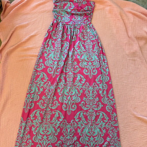 Vibrant Pink and Blue Patterned Dress - Picture 2 of 6